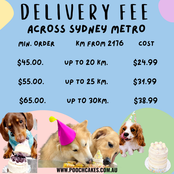 Need a dog cake delivered to your door? We offer local delivery across Sydney metro.